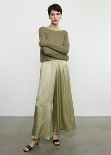 Linen Open Knit Bateau Sweater | Sage