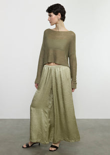 Linen Open Knit Bateau Sweater | Sage