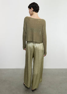 Linen Open Knit Bateau Sweater | Sage