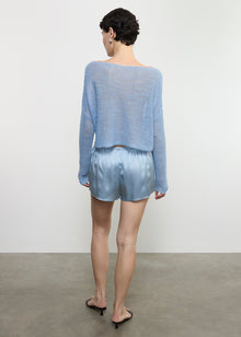 Linen Open Knit Bateau Sweater | Sky
