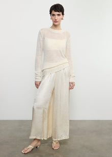 Linen Open Knit L/S Crew | White