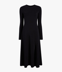 Another Tomorrow Long Sleeve Crewneck Tee Dress in Black – Cotton Women's Dress