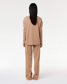 Another Tomorrow Luxe Seamed Long Sleeve in Hazelnut – Cotton