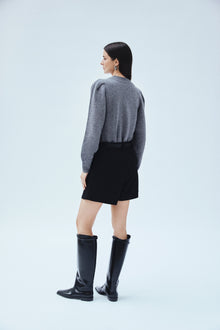 puff sleeve sweater heather grey