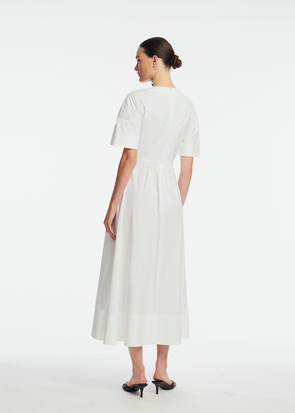 Cotton Poplin Buckle Shirtdress | White