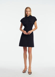 Stretch Cotton Safari Dress | Navy
