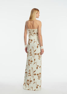 Floral Jacquard Knit Sheer Beaded Cardigan | Cream