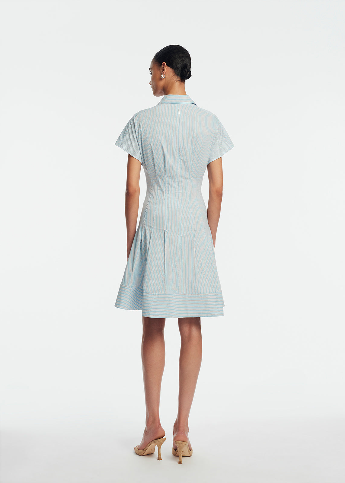 Striped Cotton Poplin Short Dress | Oxford
