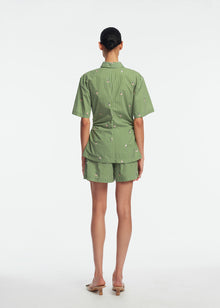 Embroidered Striped Cotton Bow Front Shirt | Cactus