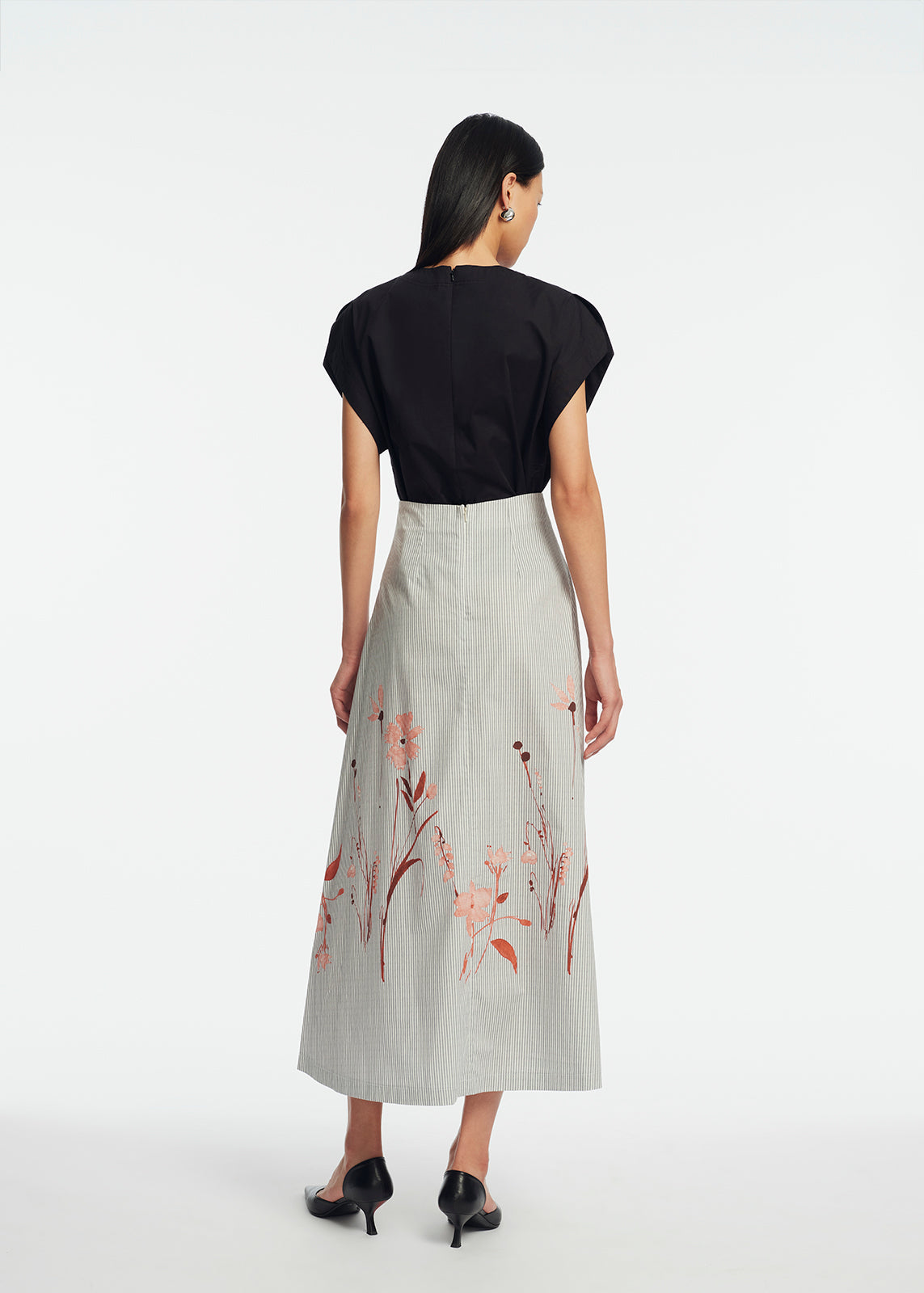 Cotton Poplin Short Sleeve Top | Black