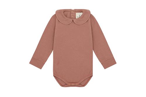 LS Organic Cotton Collared Bodysuit | Pink Clay - Beetroot Plant Dye