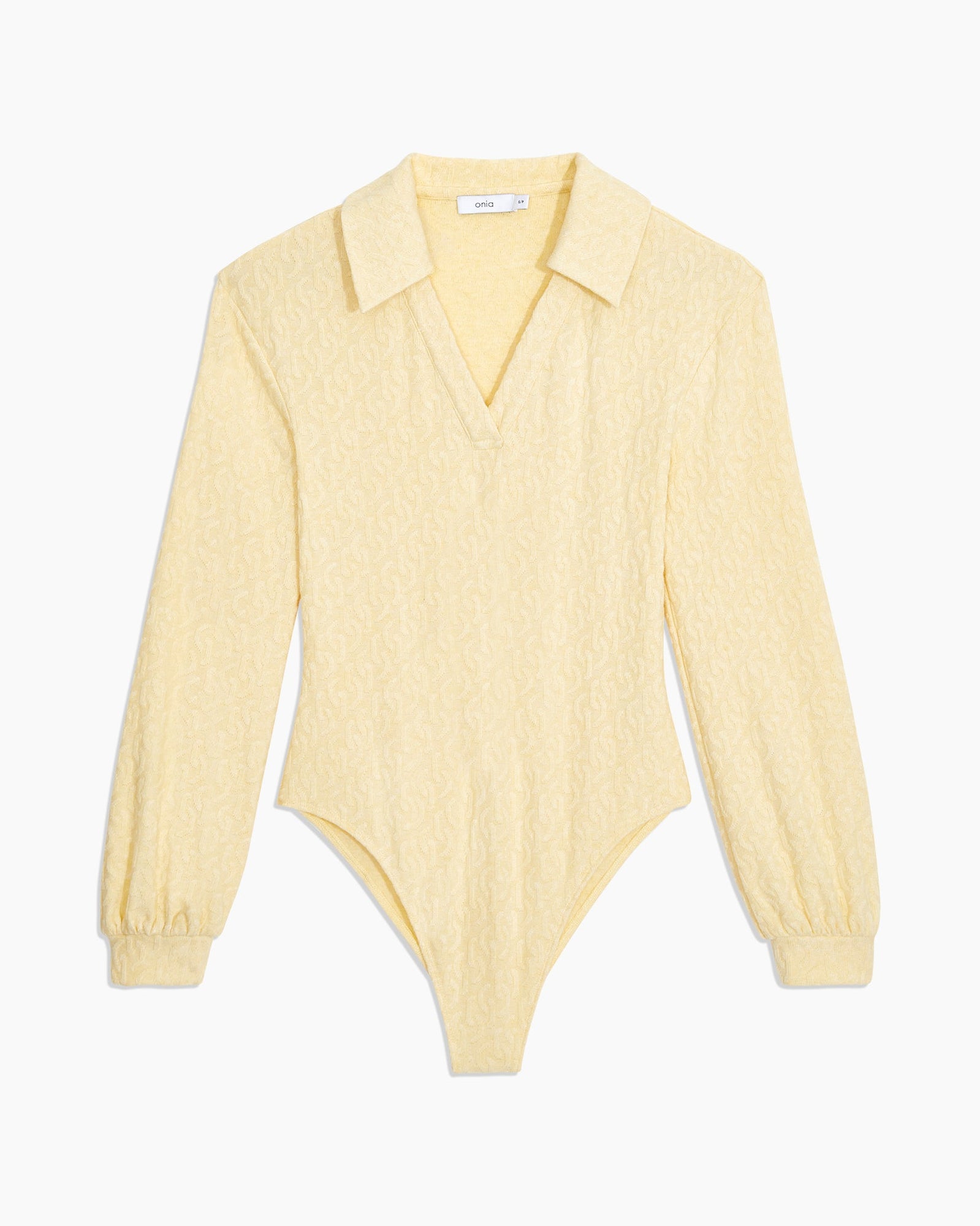 Womens | Long Sleeve Polo Geo Knit Bodysuit | French-Vanilla