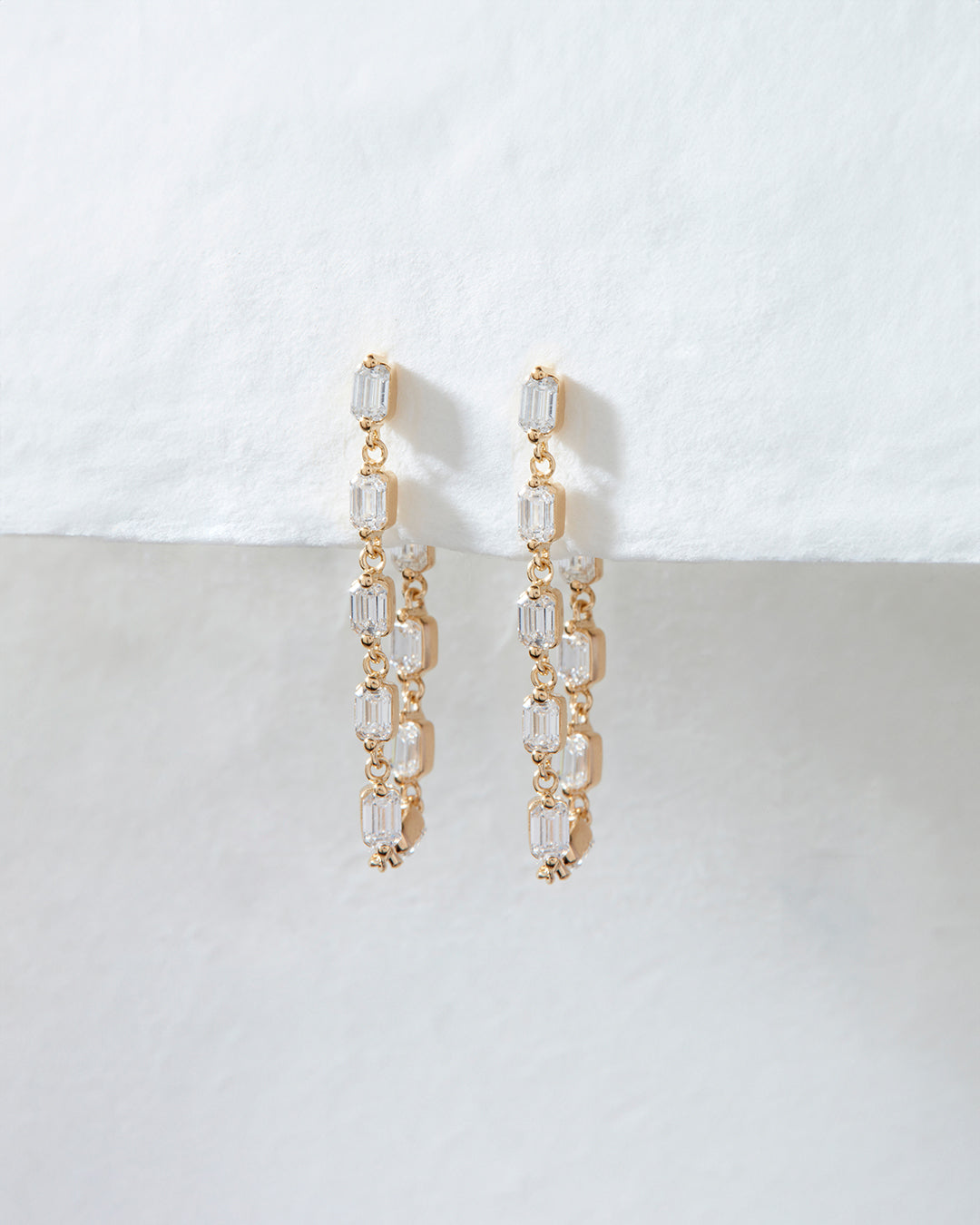 The Emerald Cut Ballier Studs | Gold Vermeil Plated Sterling Silver | 1.38 CT Real Diamonds