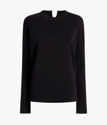 Another Tomorrow Luxe Seamed Long Sleeve in Black – Cotton