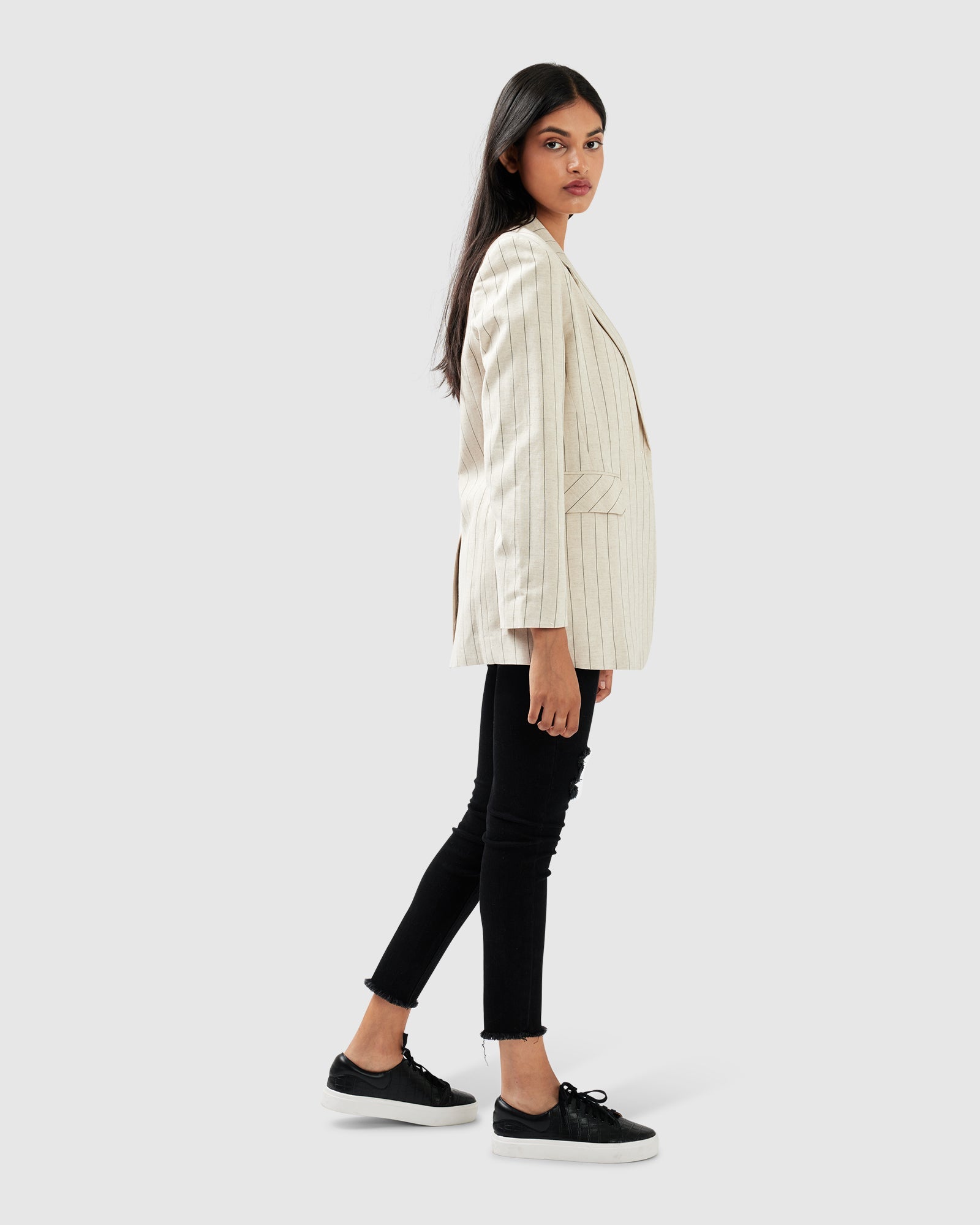 Love & Mercy Striped Blazer | Women | Beige