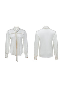 Lace-up Collar Shirt | Beige