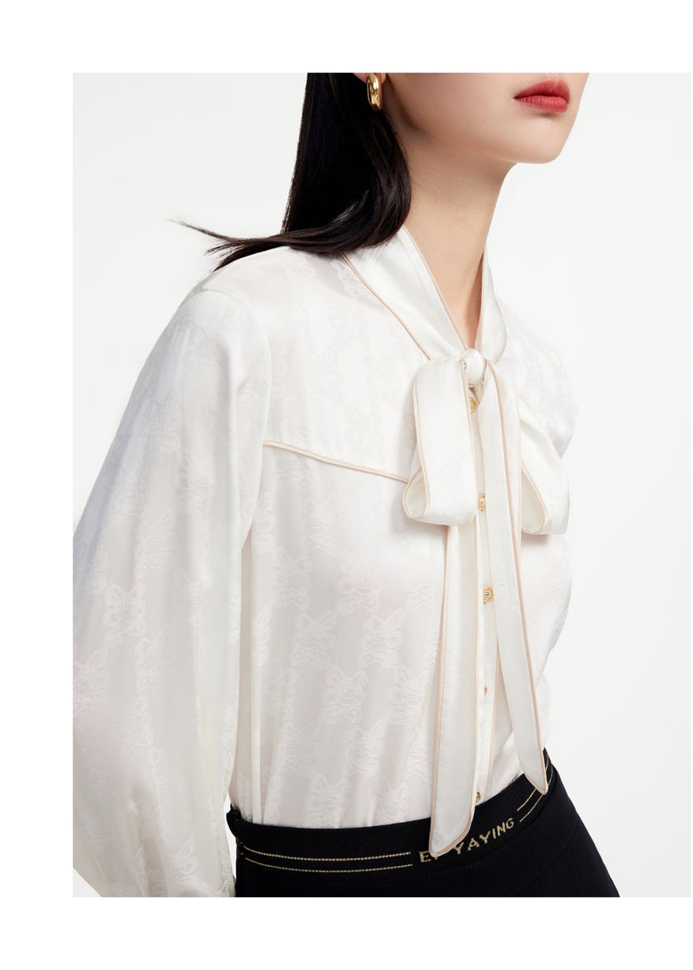 Lace-up Collar Shirt | Beige