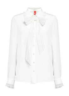 Lace Bow Shirt | White