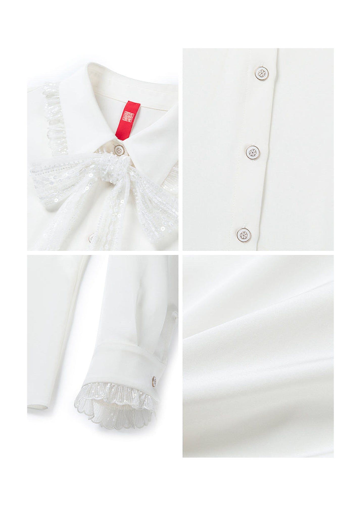 Lace Bow Shirt | White