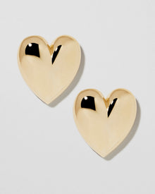 Puffy Heart Earrings earring - front view | womens gold earrings