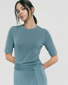 Beate | Larkyn Tie-Front Semi-Sheer Tencel-Wool Dress in Size Small 