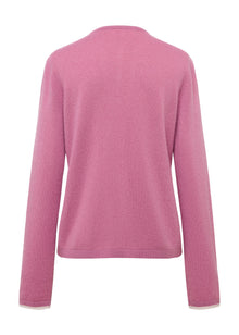 Layered Collar Soft Wool Cashmere Old Money Style Sweater | Pink