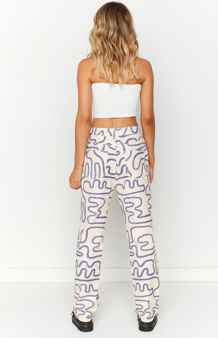 Lester Printed Pants | Cream