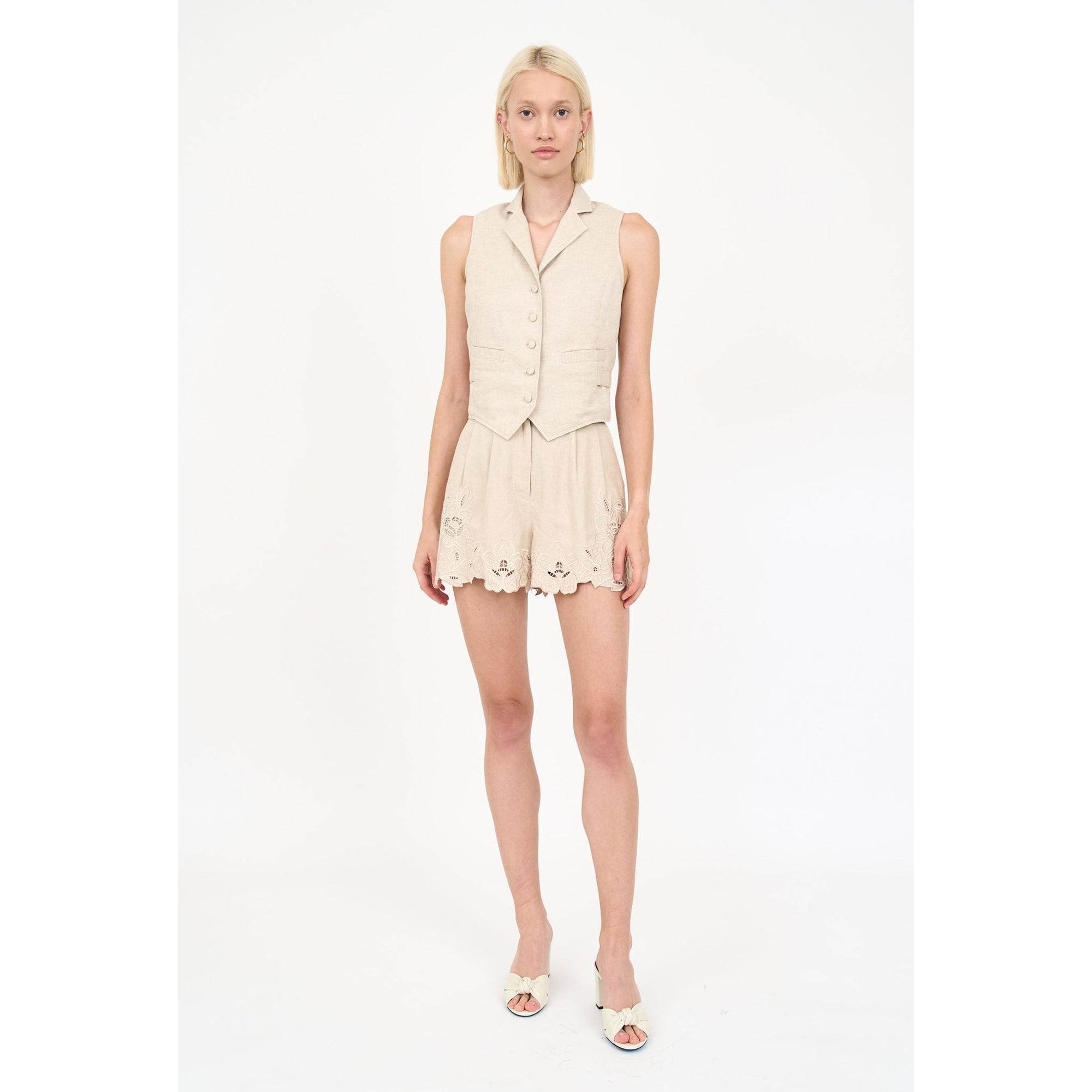 Lola Short | Tan Embroidery