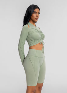 Drawstring Crop Top | Sage Green