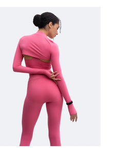 Long Sleeve Crew Neck Shrug | Pink