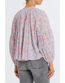 Long Sleeve Flowy Button Up | White Combo
