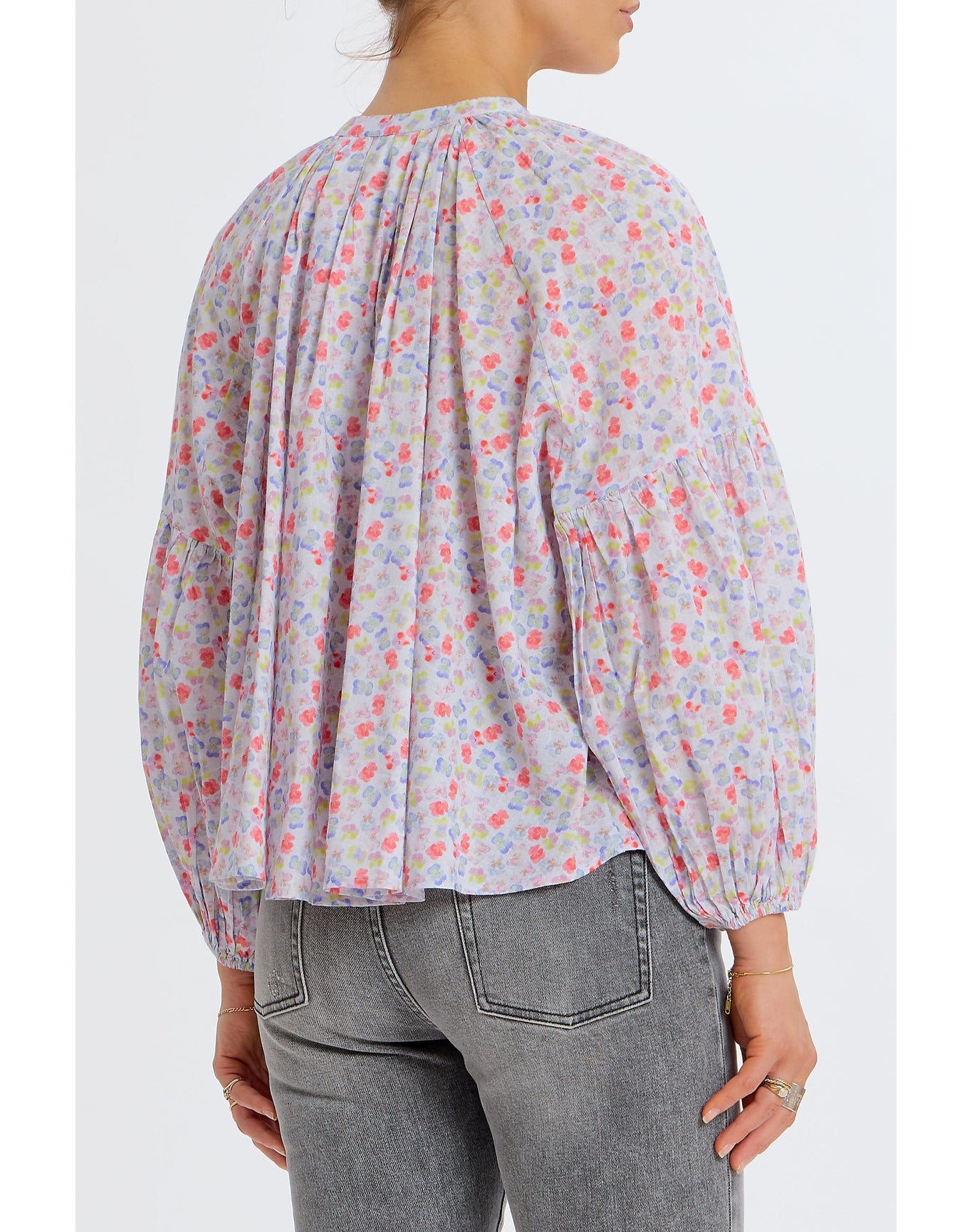 Long Sleeve Flowy Button Up | White Combo