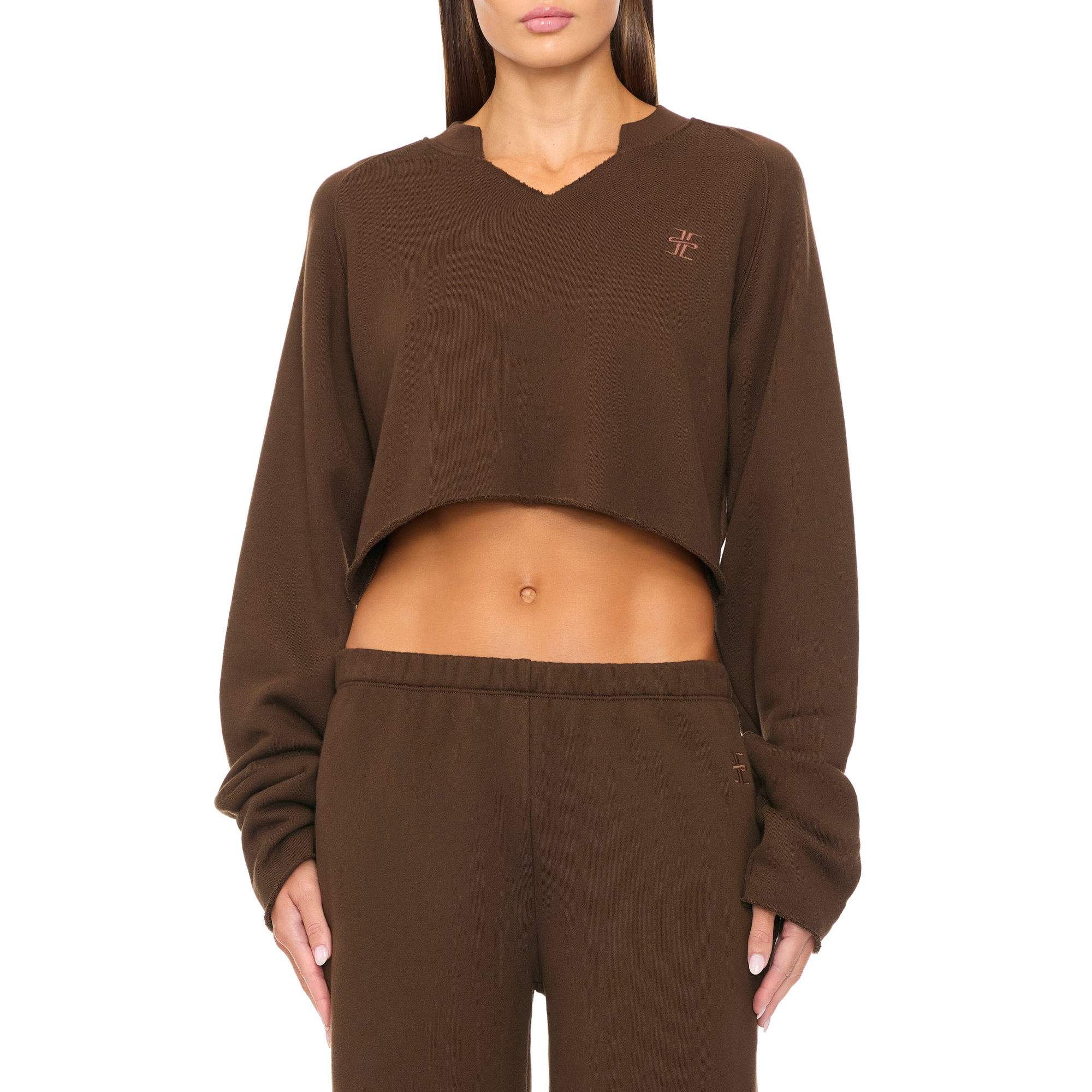 Long Sleeve Raglan Sweatshirt | Heather Brown