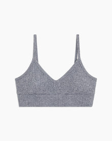 Womens | Longline Irregular Brushed Rib Lounge Bra | Heather-Grey
