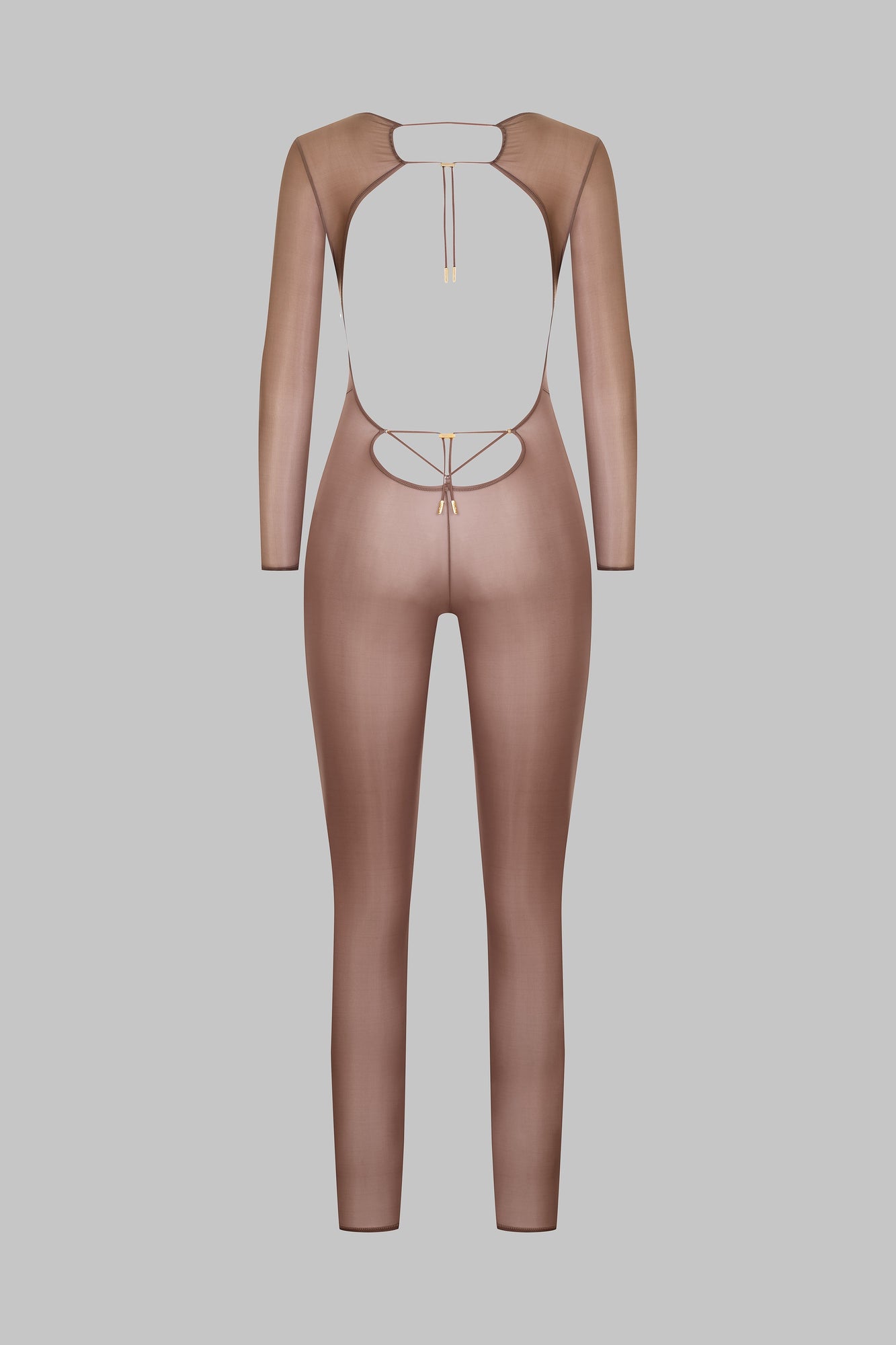 Open Back Long Sleeve Catsuit - French Kiss Light | Mocha