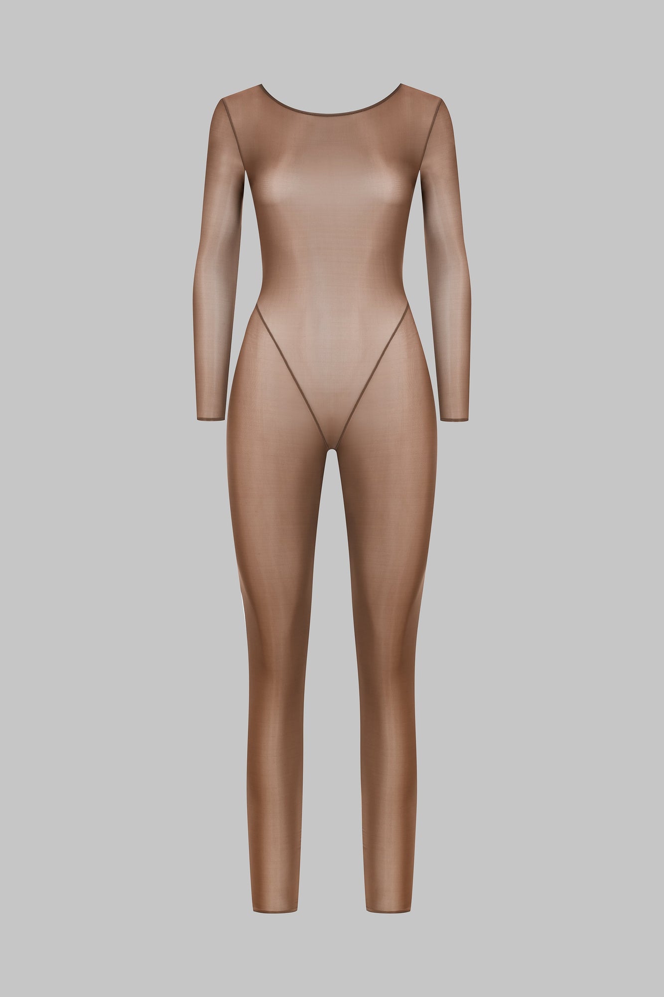 Open Back Long Sleeve Catsuit - French Kiss Light | Mocha