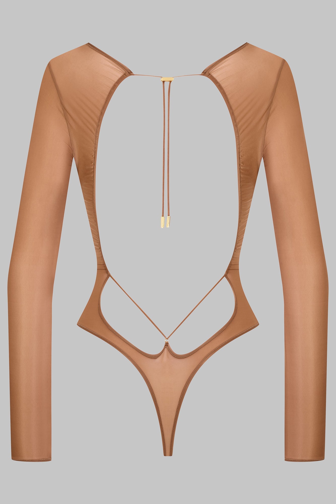 Open Back Long Sleeve Thong Bodysuit - French Kiss Light | Sienna