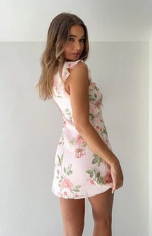 Luca Floral Chiffon Mini Dress | White