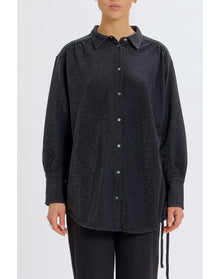 Lurex Tunic Button Up | Black