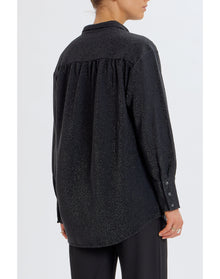 Lurex Tunic Button Up | Black