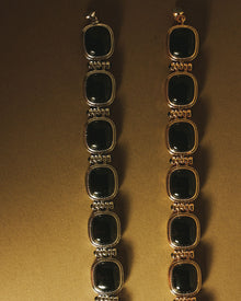 The Midnight Mesa Beaded Bracelet | Black Agate | Gold