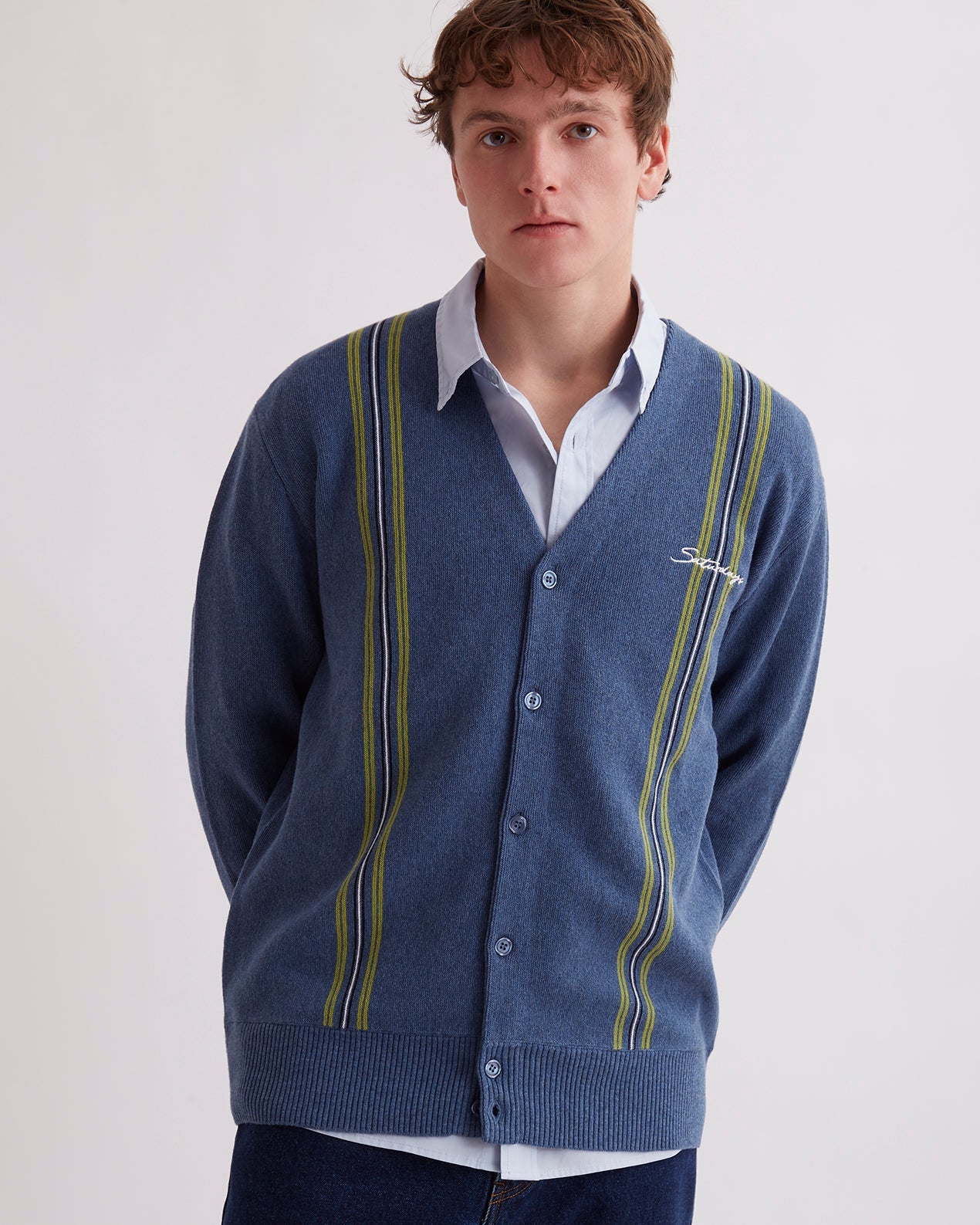 Coronet Blue | Michael High Gauge Knit Cardigan