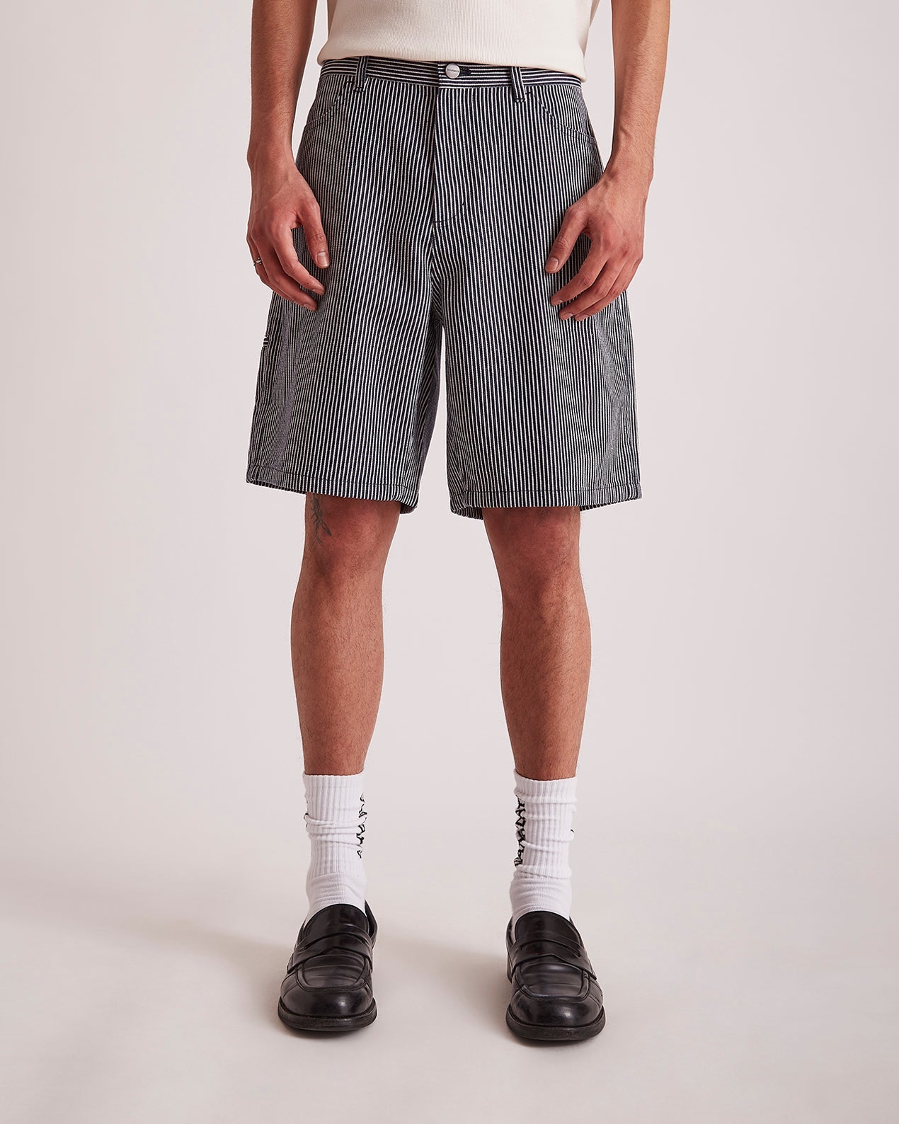 Ocean | Striped Cotton Twill Carpenter Short