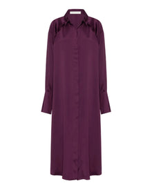 Magma Draped Back Shirt Dress | Aubergine Viscose