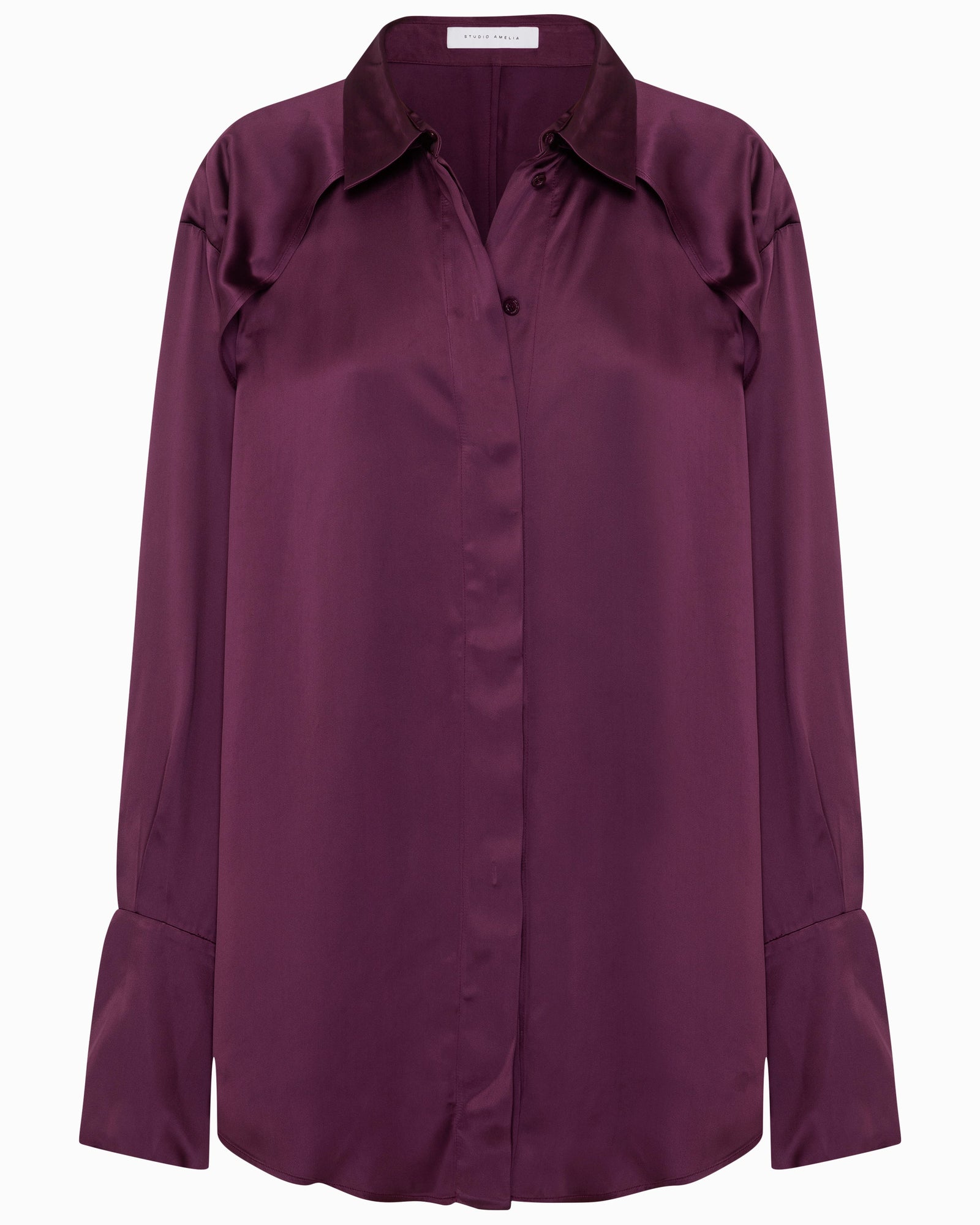 Magma Draped Back Shirt | Aubergine Viscose