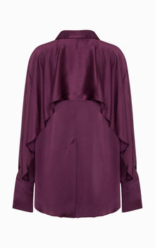 Magma Draped Back Shirt | Aubergine Viscose