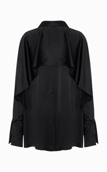 Magma Draped Back Shirt | Black Silk