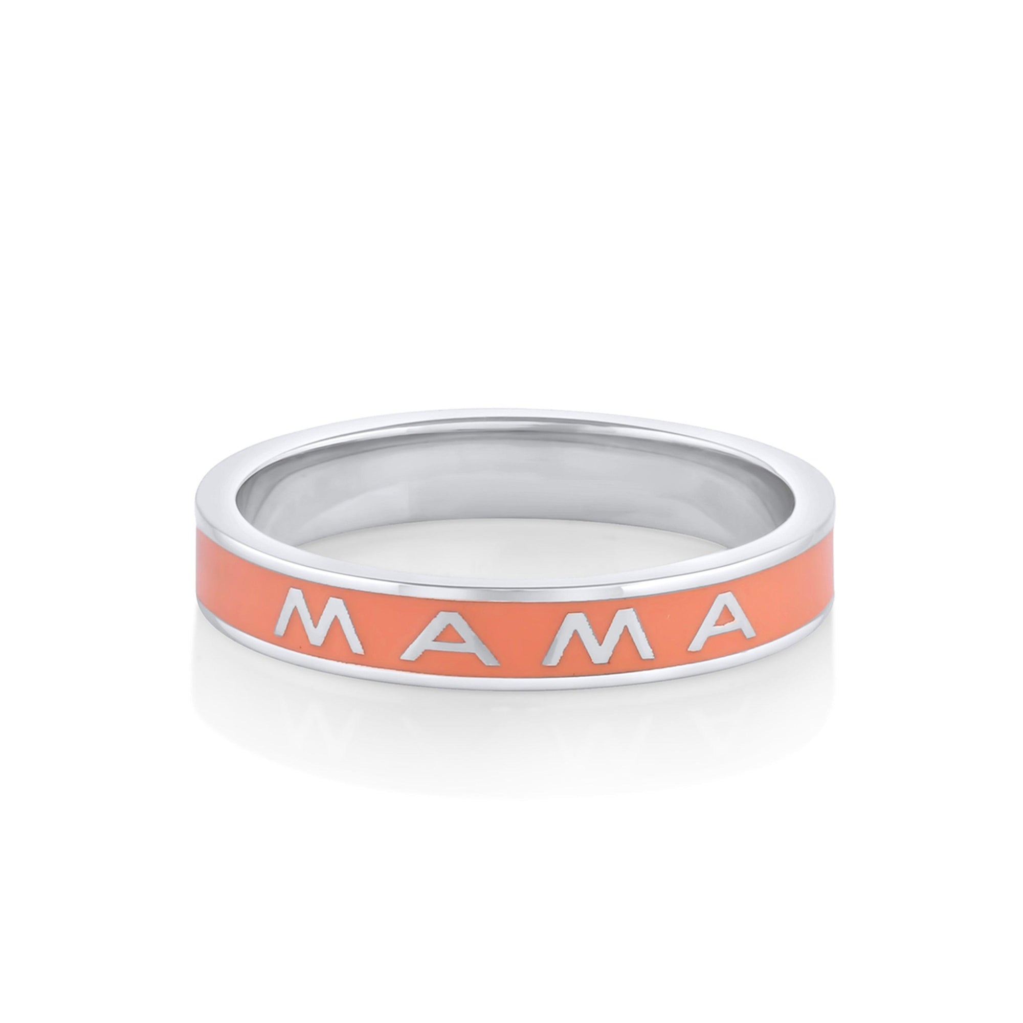 Women | Mama Enamel Band – Melon Enamel | 14k White Gold