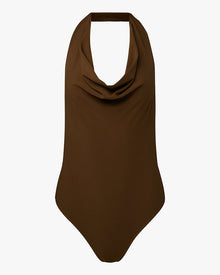 Cowl Neck Bodysuit | Brown