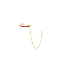 Women | Ruby Pavé Ear Cuff & Chain | 14k Yellow Gold